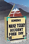 Ladakh - warning signs on the mountain roads